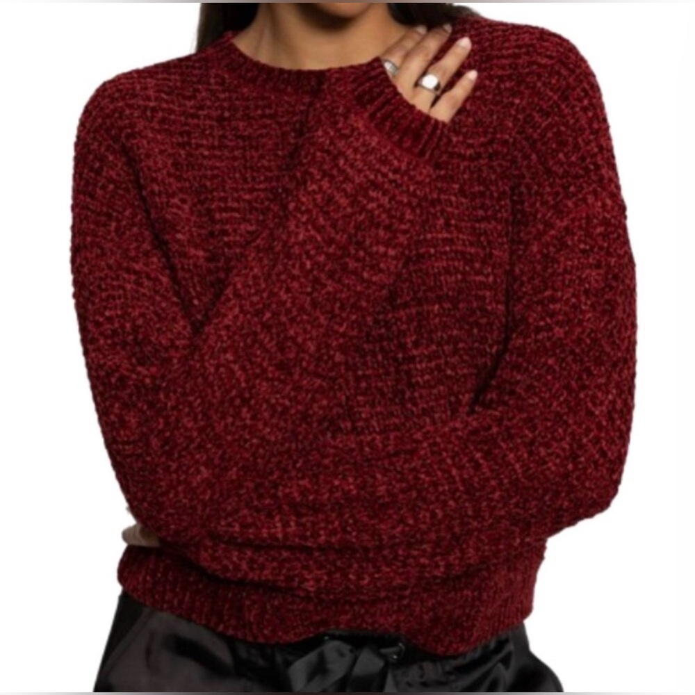 Sanctuary Under the Stars Chenille Crewneck Sweater in Garnet NWT MEDIUM